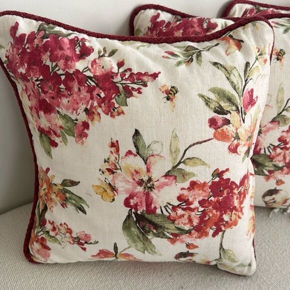 Custom Floral Print Decorative Throw Pillow Bundle (3) 18”x18” - Picture 2 of 5